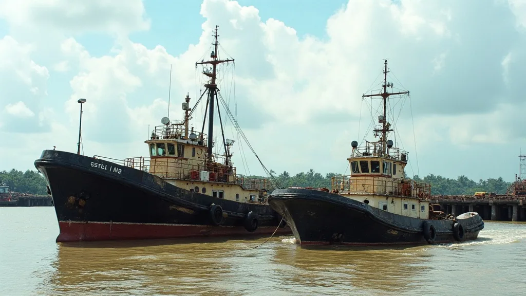 Tugboat dan tongkang bersandar di perairan industri Sulawesi Tenggara